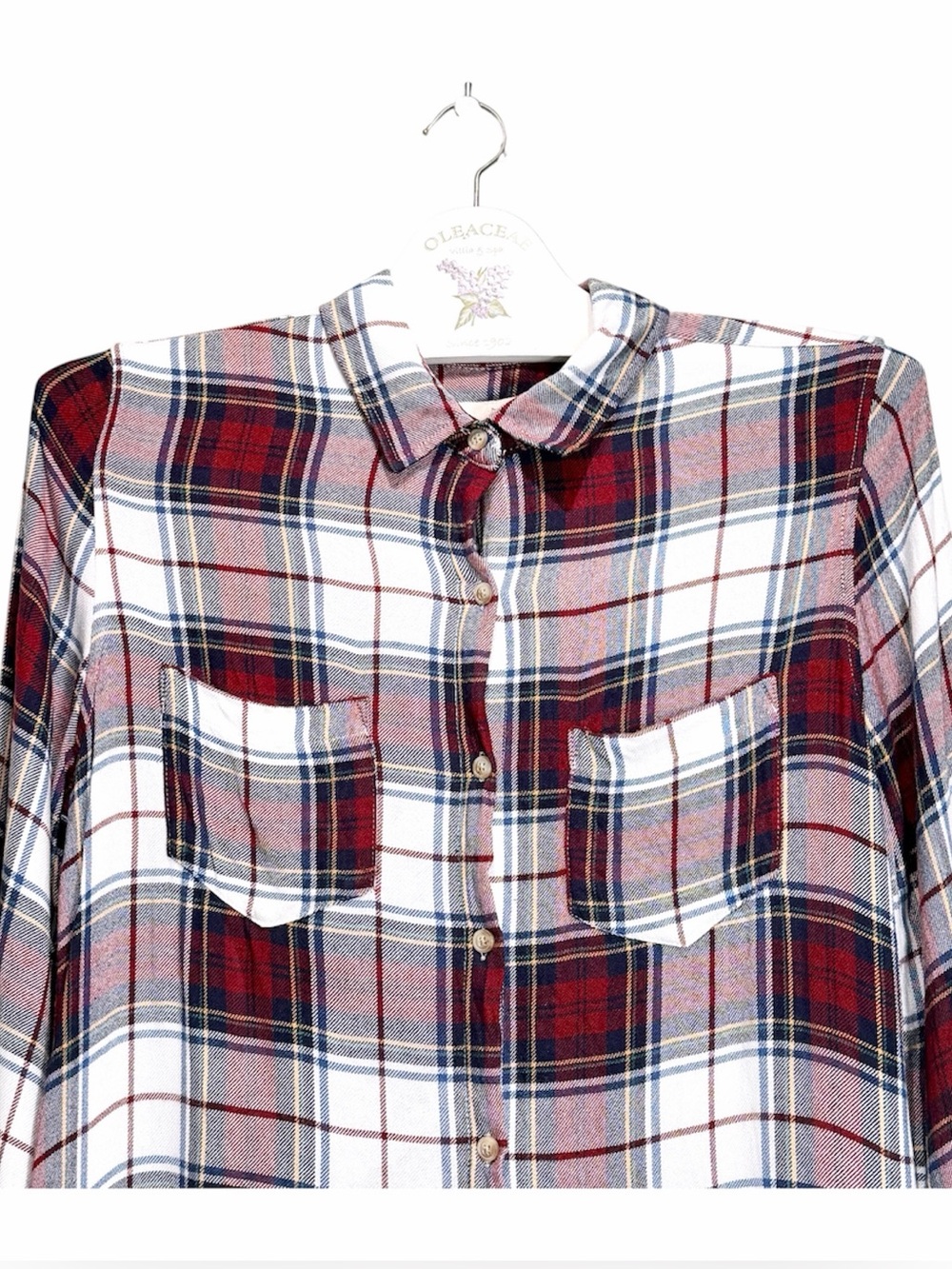 ANTHROPOLOGIE THREAD & SUPPLY Women’s Plaid Flannel Tunic Shirt Dress Size Large - Picture 3 of 11